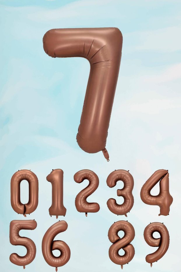 Retro Chocolate Brown Color Number Balloon 80 cm Retro Color Age Balloons