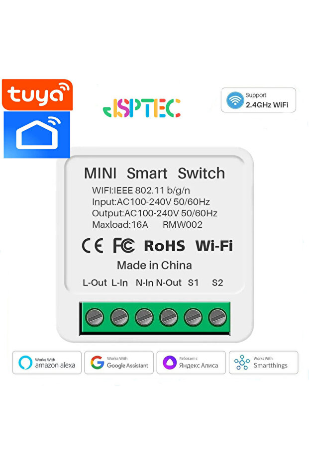 TUYA 16A 16A Wifi Smart Switch Smart Home Light Switches Module 2 Way Control Work with Tuya Smart L - 1