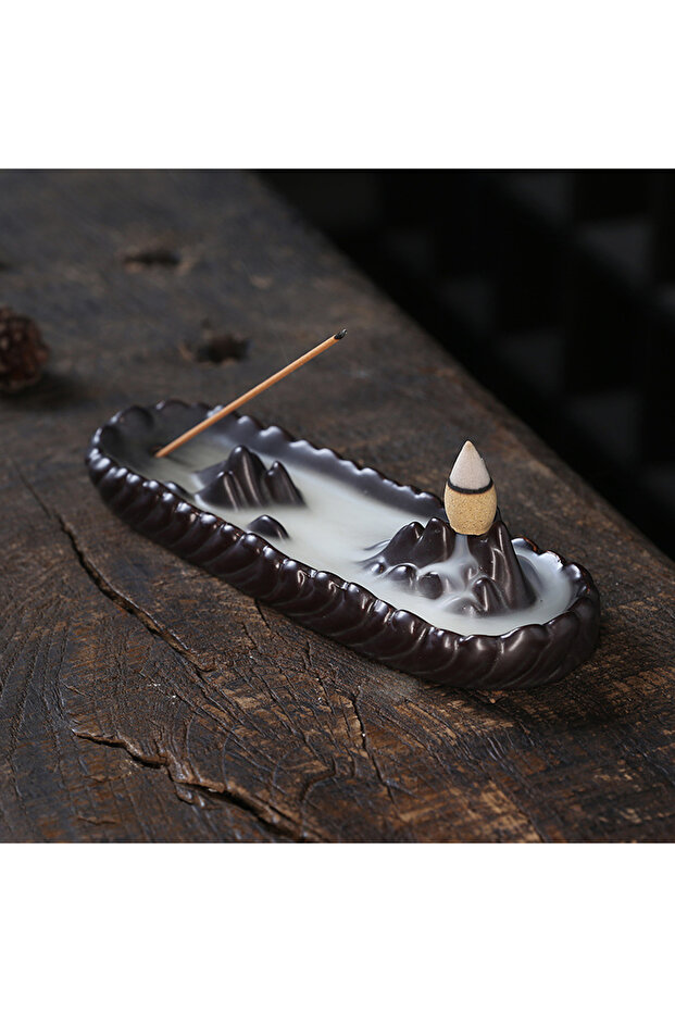 AS22 Only Burner 1pc Mountain Backflow Incense Burner Incense Stick Holder Aromatherapy Purple Clay