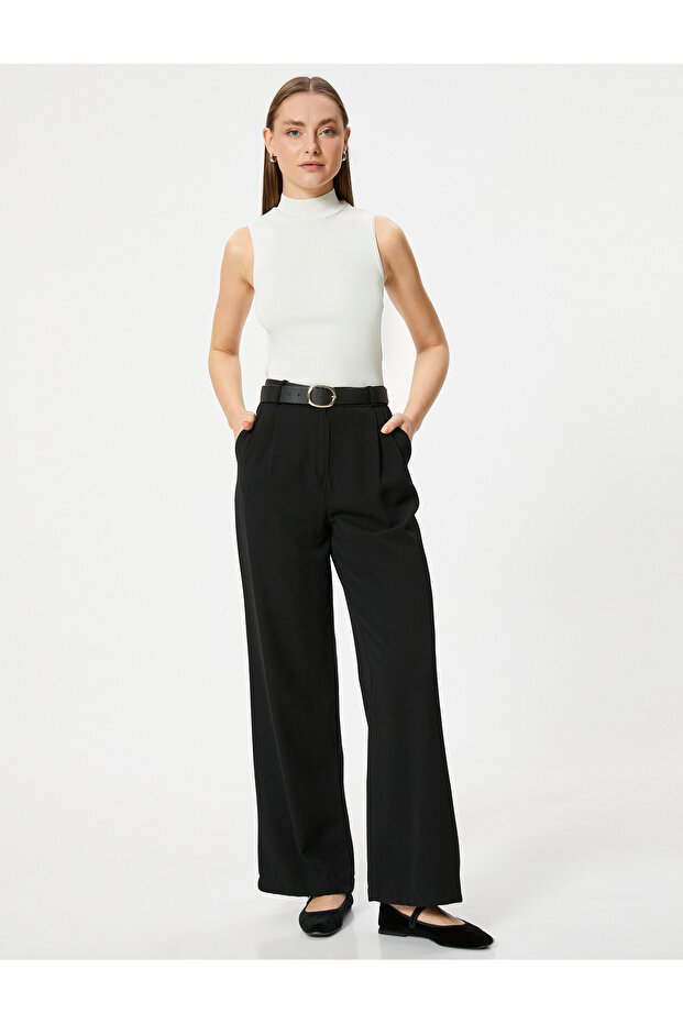 Sleeveless Turtleneck Basic Knitwear Top - 2