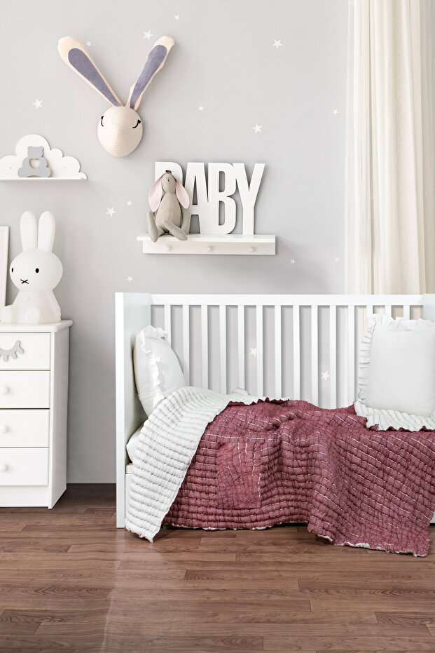 Baby Blanket - Filled Baby Blanket - Cotton - Natural (100cm X 126 cm)