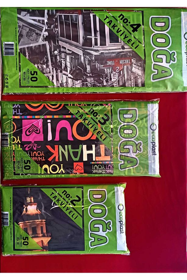 Takviyeli Baskılı Mağaza Poşeti 3'LÜ PAKET (2-3-4 NO) 3X50 (150)Adet 26X38-33X45-40x50 Cm - 4