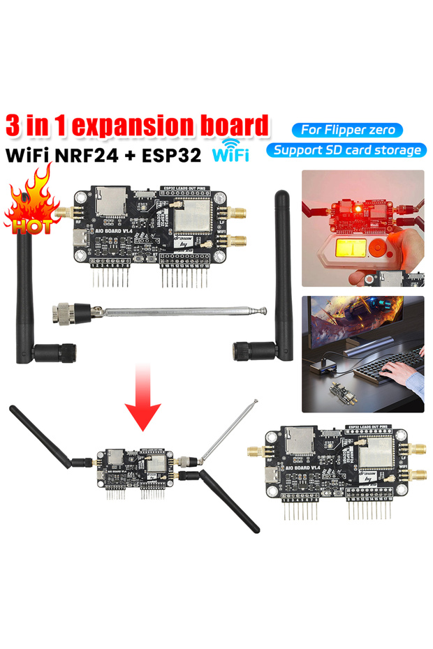 For Flipper Zero Multiboard 2.4G Module Expansion WiFi NRF24 + ESP32 Expansion High Gain CC1101 M... - 2
