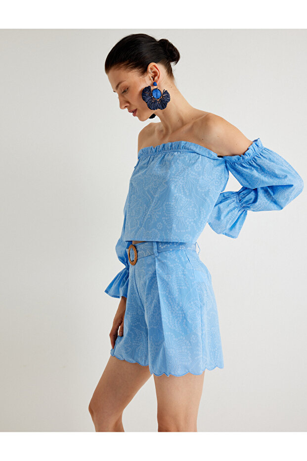 X Melis Ağazat - Floral Pleated Shorts with Pockets, Comfortable Fit, Cotton