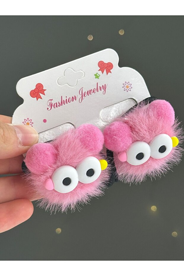 مشبك مطاطي من القطيفة على شكل بوم بوم - 2