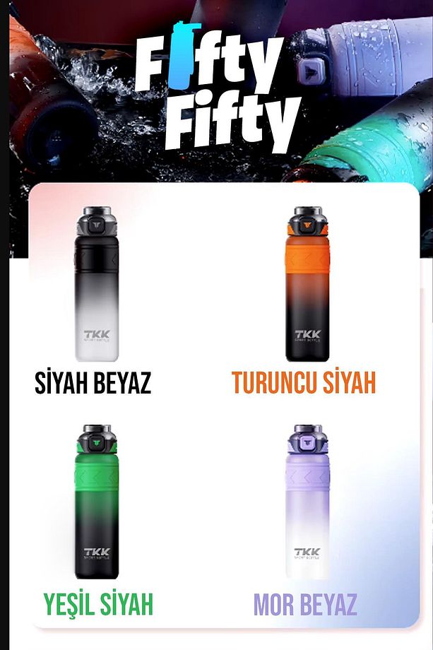 TKK 800 ML Çift Renk Softtouch Pipetli/Rahat içim Bpa İçermeyen Taşıma Askılı Tritan Su Matarası FFT - 4