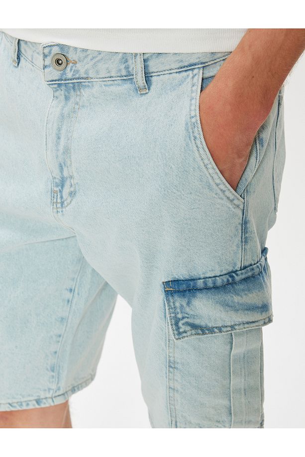 Kargo Kot Şort Oversize Bermuda Cep Detaylı Pamuklu - 5