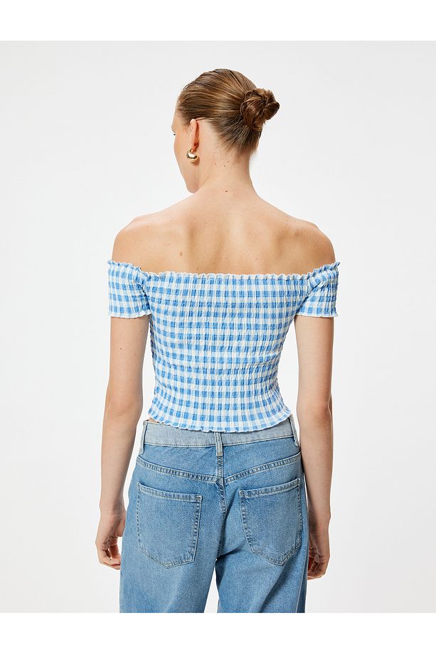 Omzu Açık Tişört Gipeli Kısa Kollu Slim Fit - 4