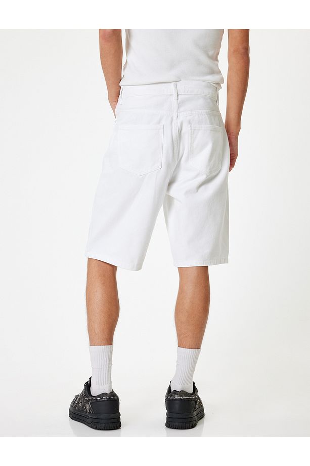 Oversize Kot Şort Bermuda Cep Detaylı Pamuklu - 4