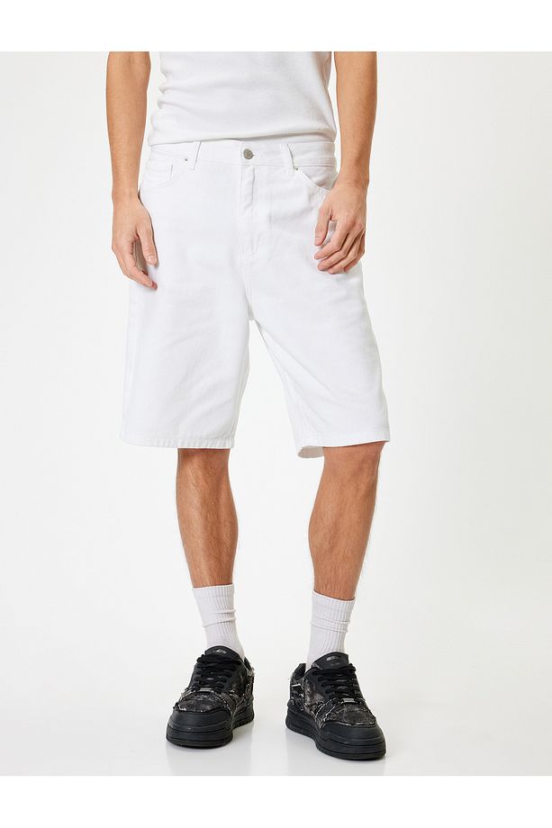 Oversize Kot Şort Bermuda Cep Detaylı Pamuklu - 3