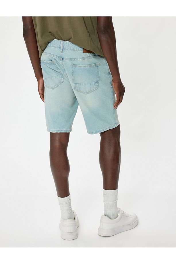 Oversize Kot Şort Bermuda Yırtık Pamuklu - 4