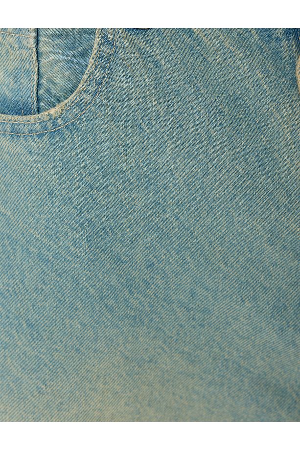 Baggy Jean Şort Cep Detaylı Oversize Pamuklu - 6