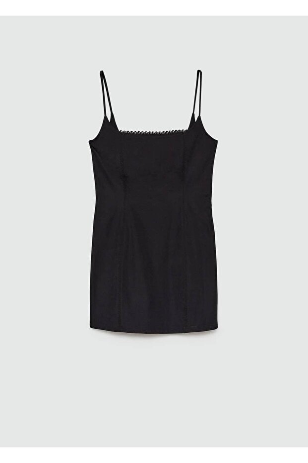 Dantel detaylı askılı elbise - 3