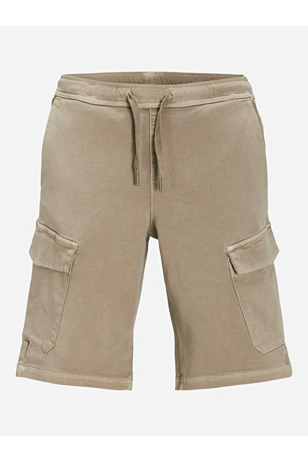 Solid Cargo Shorts with Drawstring - 1