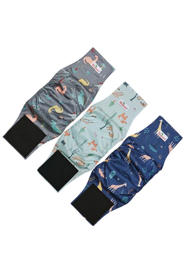 M MD46-47-48 3 Pack Washable Male Dog Diaper Pet Sanitary Panties Reusable Nappy Belly Band Wrap Dia