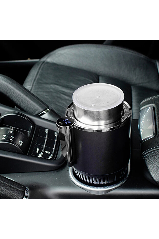12V 2 In 1 Cooling Drink Can Car Office Cup Warmer Cooler with Temperature Display Beverage Bottl... - 2