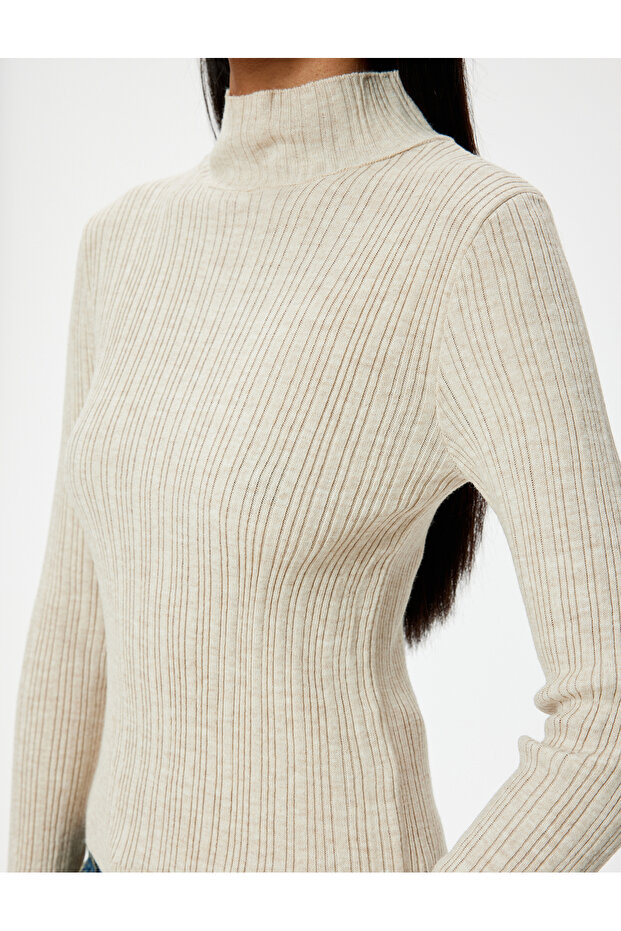 Basic Strickpullover mit hohem Kragen, langärmlig, strukturiert - 5