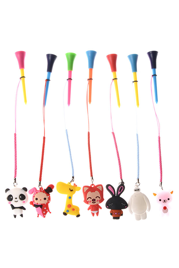 5Pcs Random Patterns 5Pcs Golf Tees With Handmade Rope Prevent loss Different Cartoon Pattern Golf