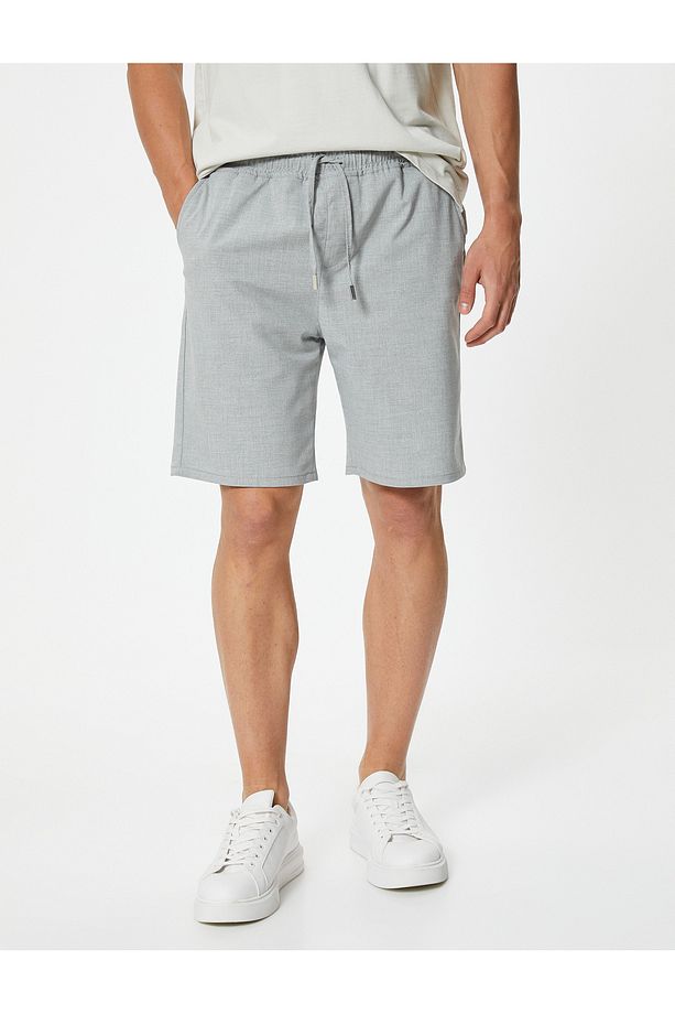 Slim Fit Şort Bermuda Chino Beli Bağcıklı Cep Detaylı - 3