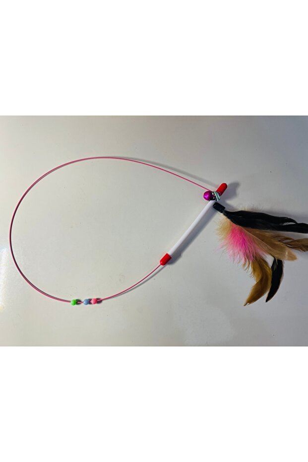 Cat Playing Rod with Colorful Feathers and Tiny Rattles - 1