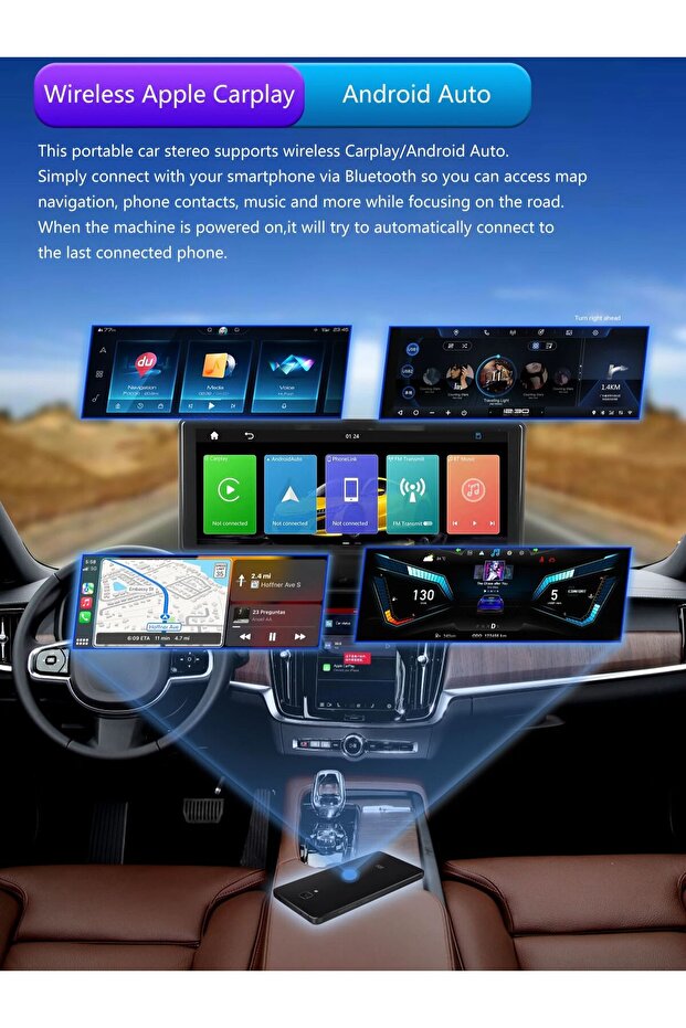 Universal 10.26” Screen Car Radio Multimedia WIFI Video Player Wireless Carplay Screen for Apple ... - 8