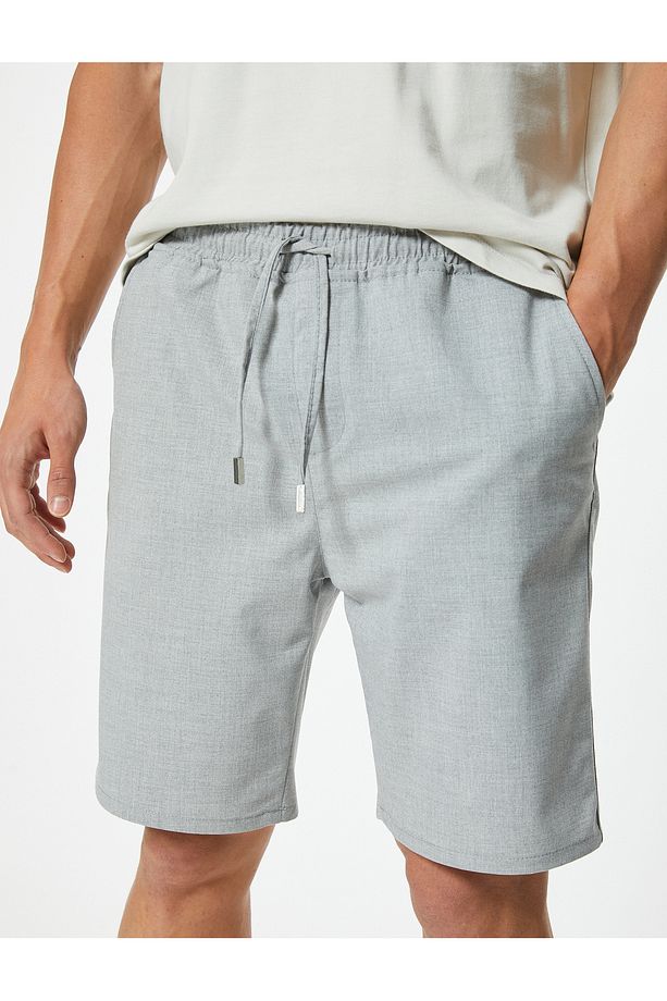 Slim Fit Şort Bermuda Chino Beli Bağcıklı Cep Detaylı - 5