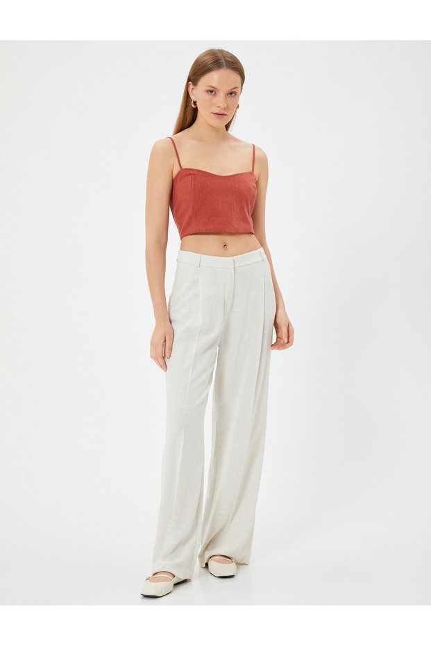 Strappy Linen Crop Bustier Slim Fit