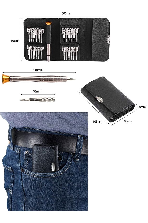 Mini Hassas Tornavida Seti Cep Telefonu notebook saat saatçi Torx Altıgen Yıldız Saatci tamir seti - 8