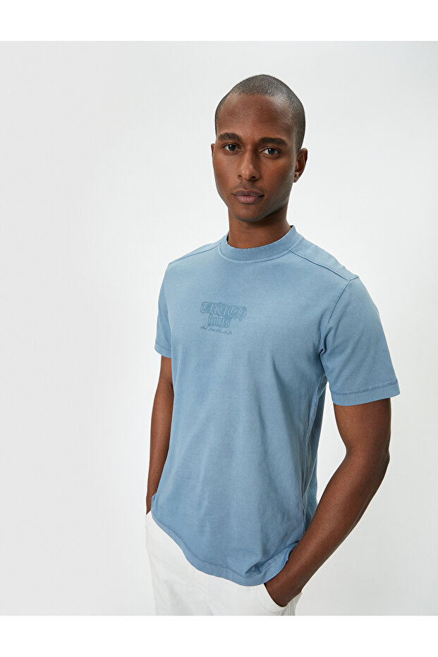 Slogan Printed T-Shirt Crew Neck Short Sleeve Cotton