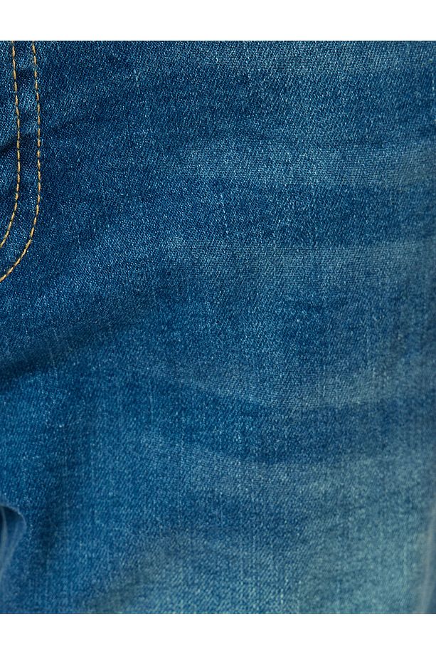 Slim Fit Kot Şort Bermuda Katlamalı Paça Cep Detaylı Pamuklu - 6