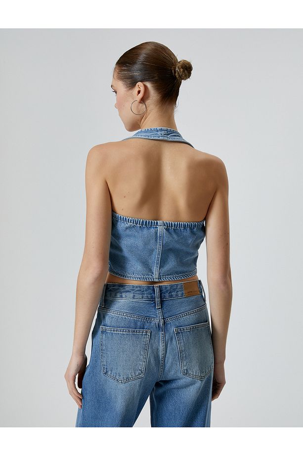 Kot Üst Halter Yaka Düğmeli - 4