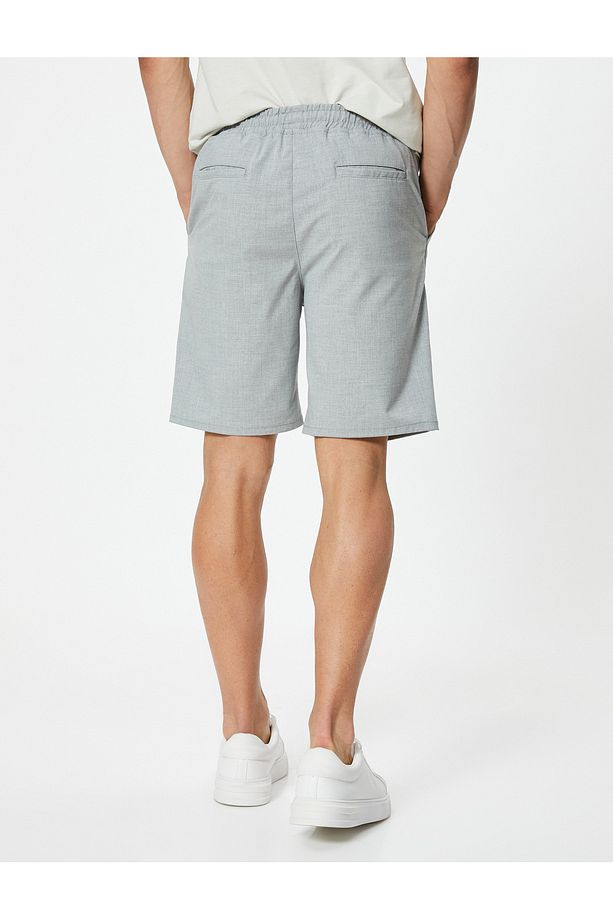 Slim Fit Şort Bermuda Chino Beli Bağcıklı Cep Detaylı - 4