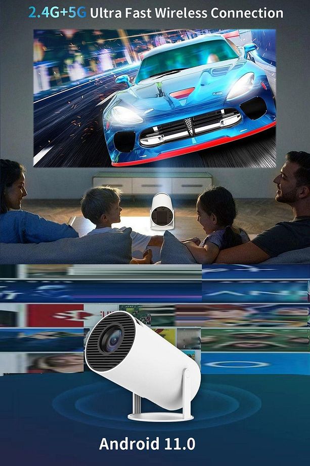 Taşınabilir Sinema Projektörü 1280 * 720P Ev Sineması Bluetooth Android 11 Akıllı Projeksiyon Wifi - 6