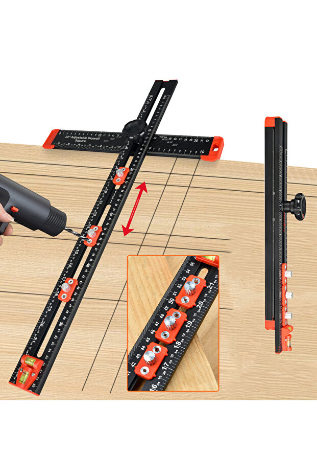 2 in 1 Drilling Positioning Ruler Combination Angle Ruler T-Shaped Ruler Cabinet Hardware Jig Drill... - 2