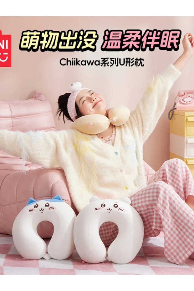 2024 Miniso Chiikawa Usagi Hachiware Series U-shaped Pillow Office Travel Kawaii Neck Support Pil... - 7
