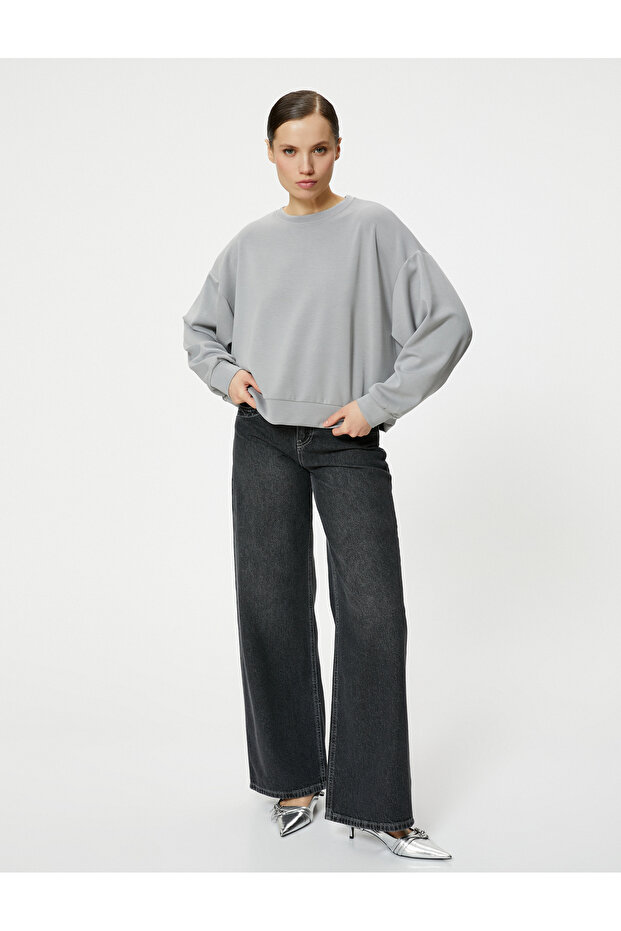 Basic Sweatshirt Crew Neck Modal Blended