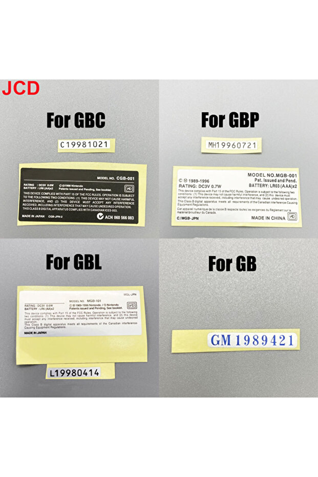 For GBC GBP GBL GB GBA GBA SP NDS SENS Wii Game Console New Lables Back Stickers Replacement ... - 3