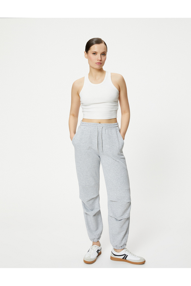 Jogger Pants with Tie Waist Pockets and Elastic Legs