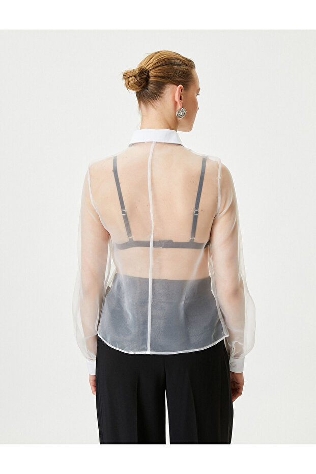 Buttoned Transparent Shirt with Robe - 4