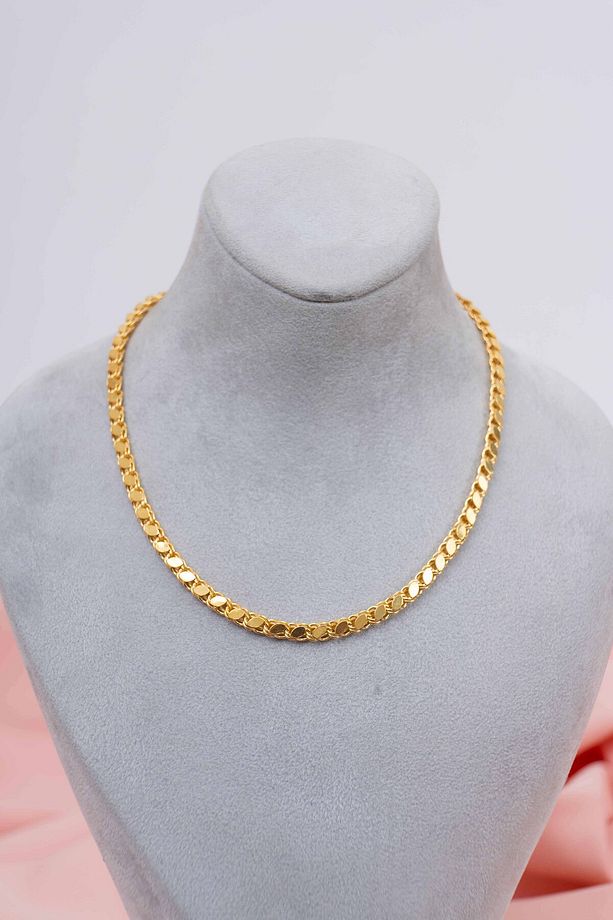 925 Ayar Gümüş Pullu Arpa Zincir Kolye Gold Kaplama Gerçek Altın Görünümlü Kalın Kadın Zincir - 5