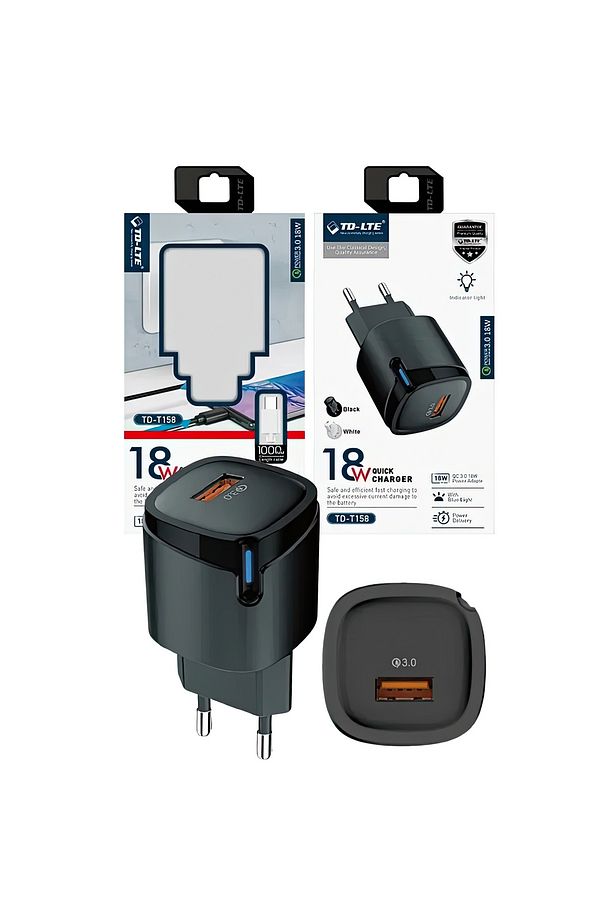 ULTRA KALİTELİ OC-3.0 18W HIZLI ŞARJ ADAPTÖRÜ(AKILLI ÇİP/LED IŞIK/1M TYPE-C KABLO) - 6