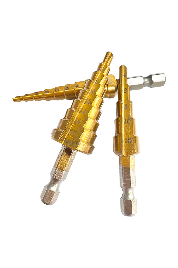 Hexagonal handle titanium plated ladder drill tower drill bit set 3-12/4-12/4-20mm small three pi... - 6
