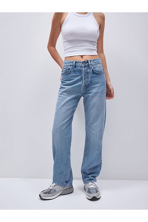 Vanetta Düz Paça Yüksek Bel Jean Pantolon - 3