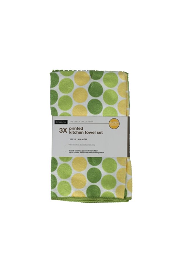 3-Piece Dots Printed Ultra Absorbent Kitchen Towel Set