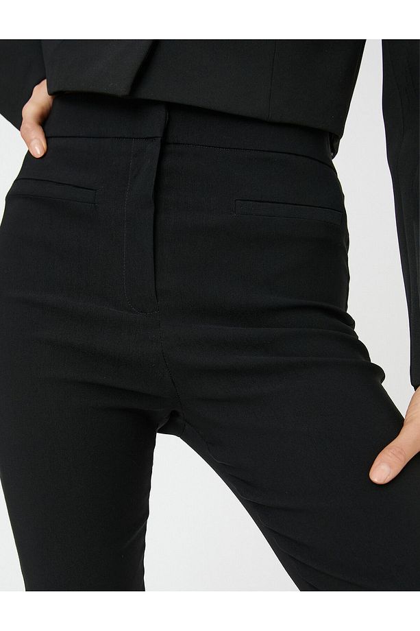 Crop Ispanyol Paça Pantolon Cep Detaylı - 5