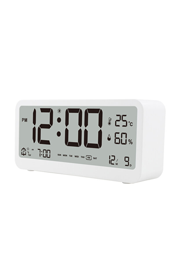 8001-en multifunction digital clock led brightness adjustable temperature humidity display a... - 8