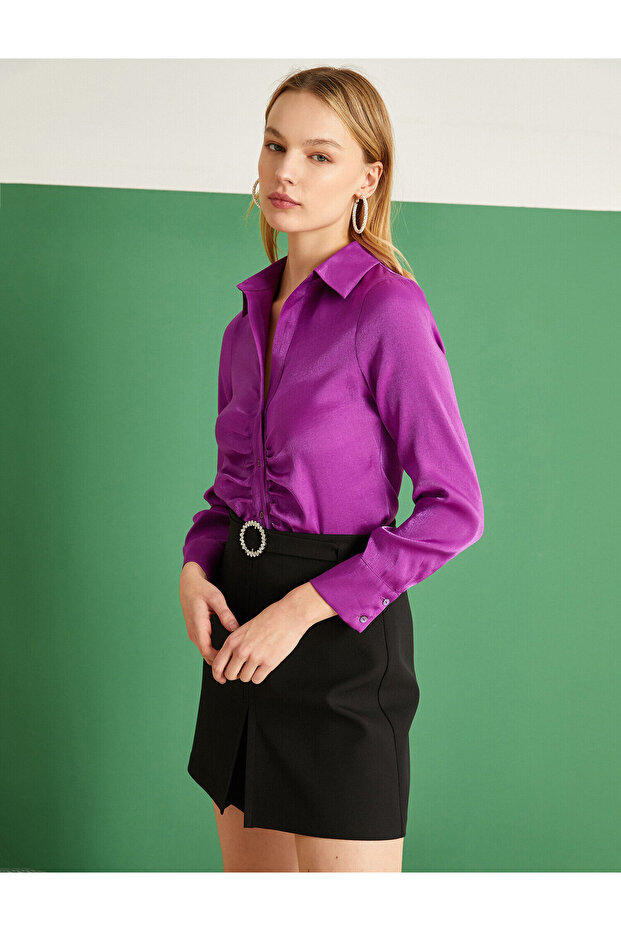 Gathered Satin Shirt