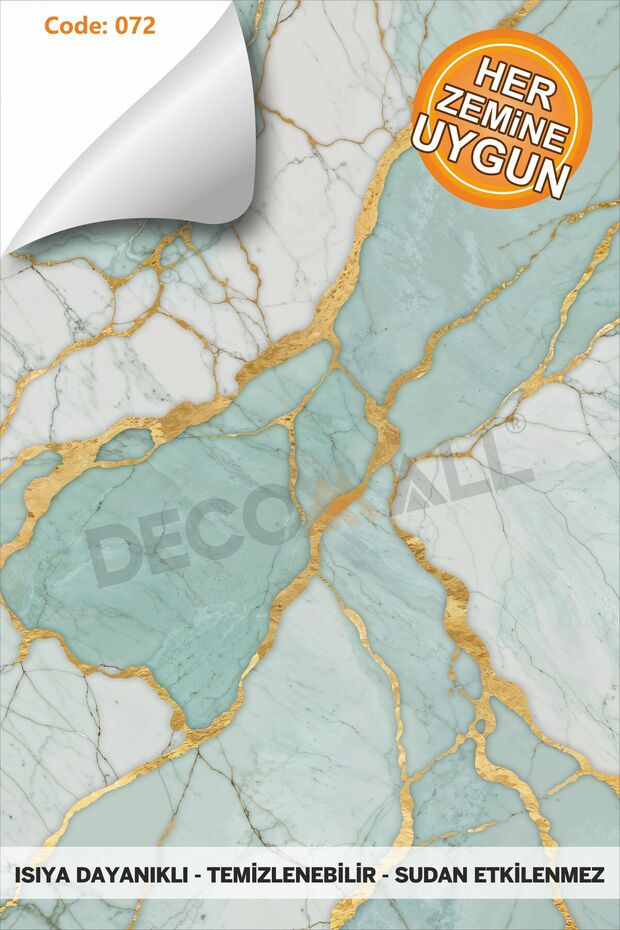 Code 72 Suya Dayanıklı Mutfak Banyo Zemin Mermer Mobilya Fayans Yapışkanlı Folyo Kaplama - 1