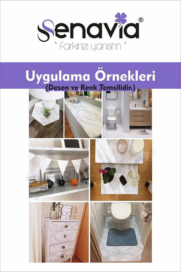 Code 89 Suya Dayanıklı Mutfak Banyo Zemin Mermer Mobilya Fayans Yapışkanlı Folyo Kaplama - 6
