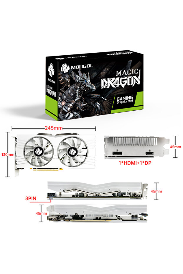 MOUGOL AMD Radeon RX580 8G Graphics Cards GDDR5 Memory Video Gaming Card PCIE3.0x16 HDMI DP for D... - 3